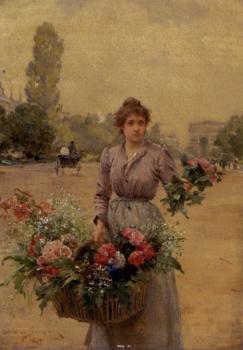 A Flower Seller Near The Arc De Triomphe